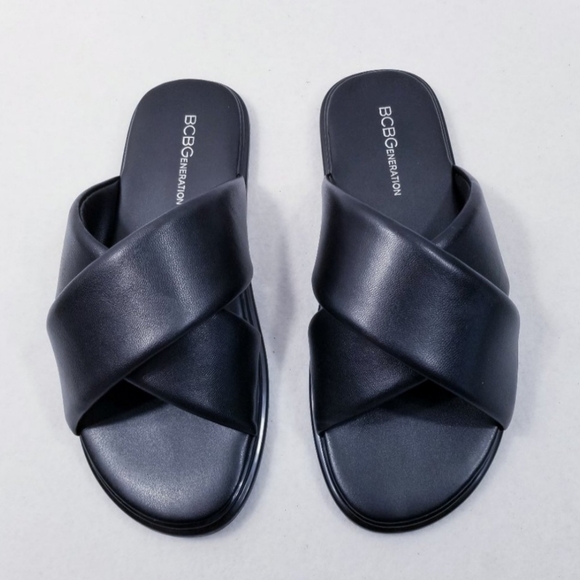 BCBG Generation Black Vegan Leather Slides - NIB - Picture 5 of 8